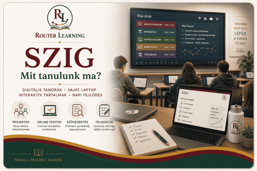 SZIG – Mit tanulunk ma? Tananyagok, digitális tanórák és osztályoldalak a Router Learning felületén.