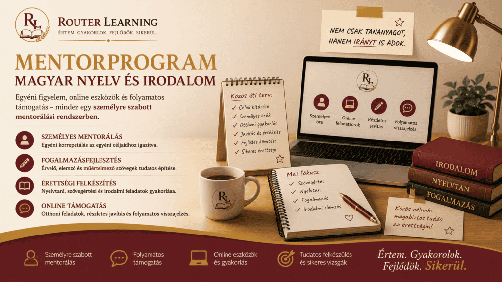 Magyar nyelv és irodalom Mentorprogram – személyes és online mentorálás érettségi felkészítéshez